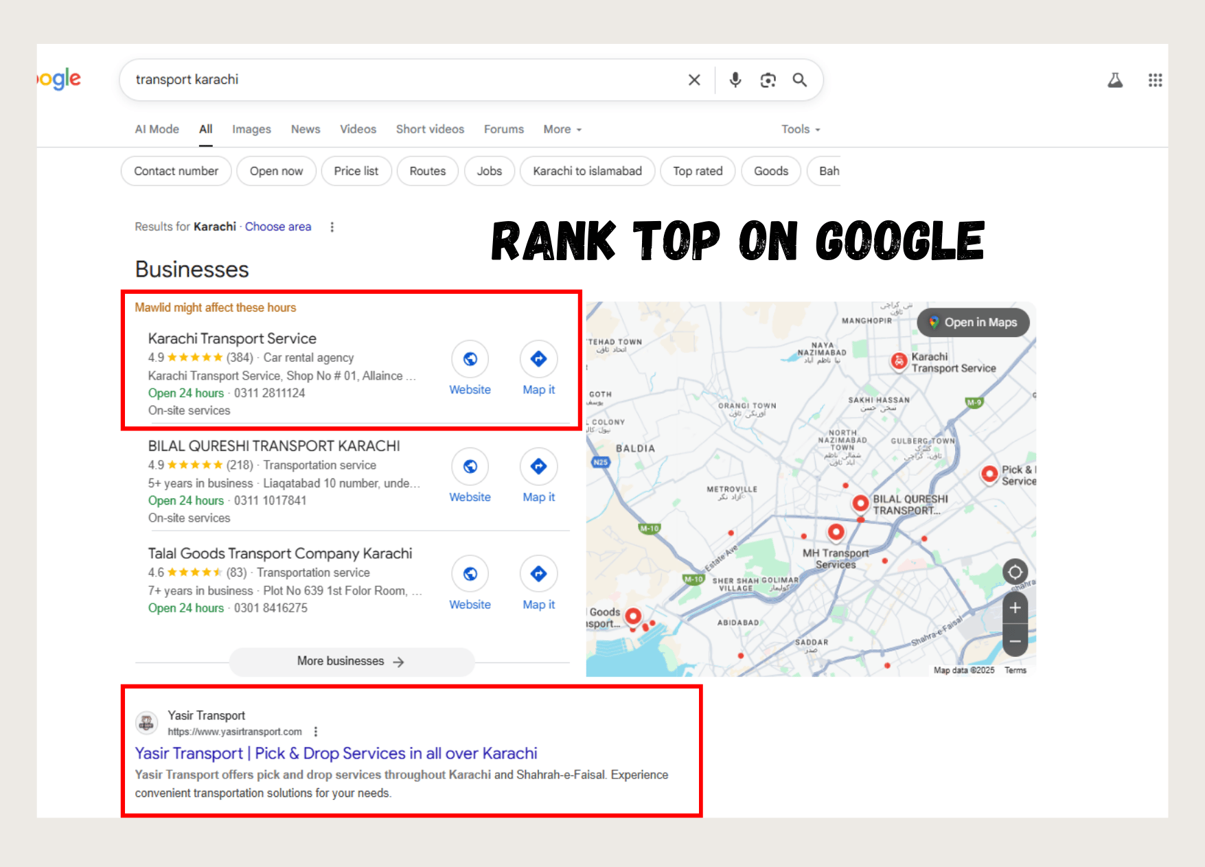 on page seo google ranking case study Indianapolis SEO results